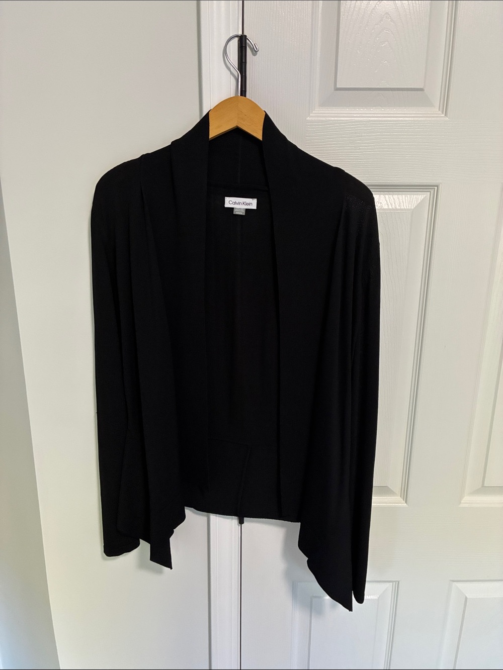 Calvin Klein Women's Black Draped Open-Front Cardigan